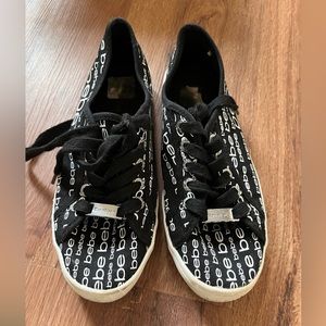 Bebe sneakers, black/white graphic, size 7.5